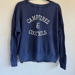 Campfires and Cocktails Lightweight Navy Mineral Washed Pullover Women’s Medium
